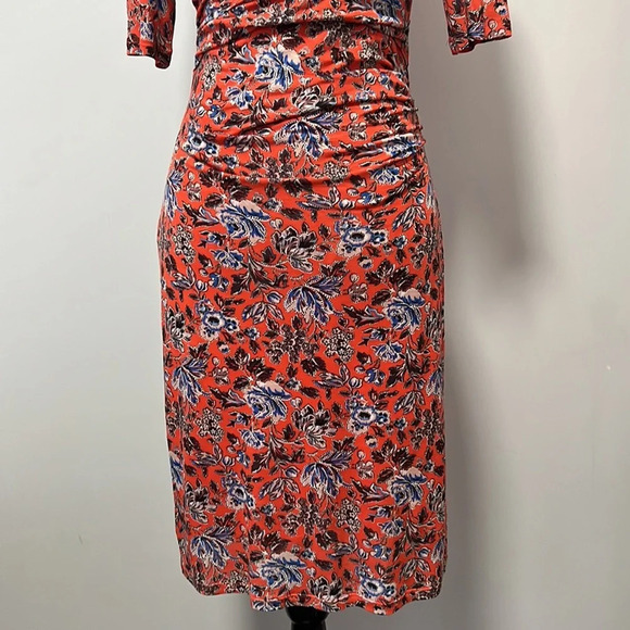 Boden Rita Ruched Firecracker Painterly Floral Jersey Dress size 6P - Picture 4 of 9